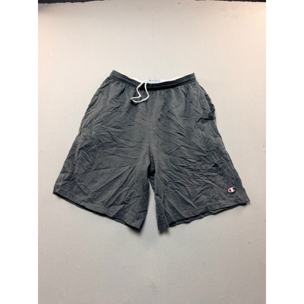 Champion Jersey Shorts Mens Medium Gray Good Elastic Waist Drawstring Logo